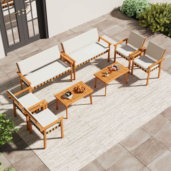 8-Piece Wood Furniture Set with Coffee Table product image