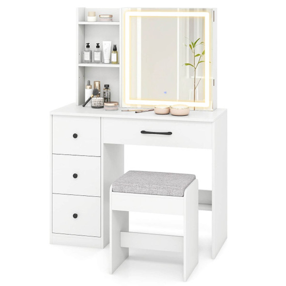 Vanity Desk with Sliding Mirror and 3 Lighting Colors  product image