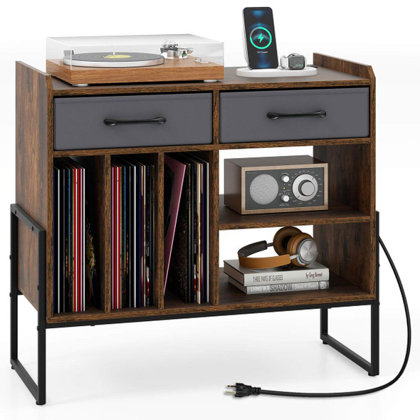 Adjustable Record Player Stand with Charging Station  product image