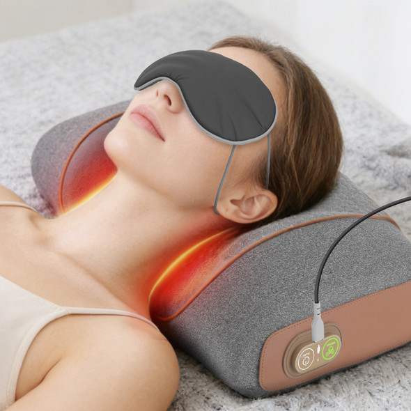 3-in-1 Heated Neck Massage Pillow with Eye Mask product image