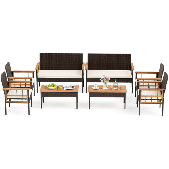 8-Piece Wicker Furniture Set with Coffee Table product image