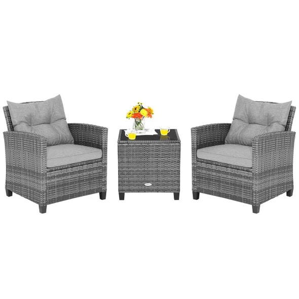 Patio Rattan Furniture Bistro Set (3 Pieces) product image