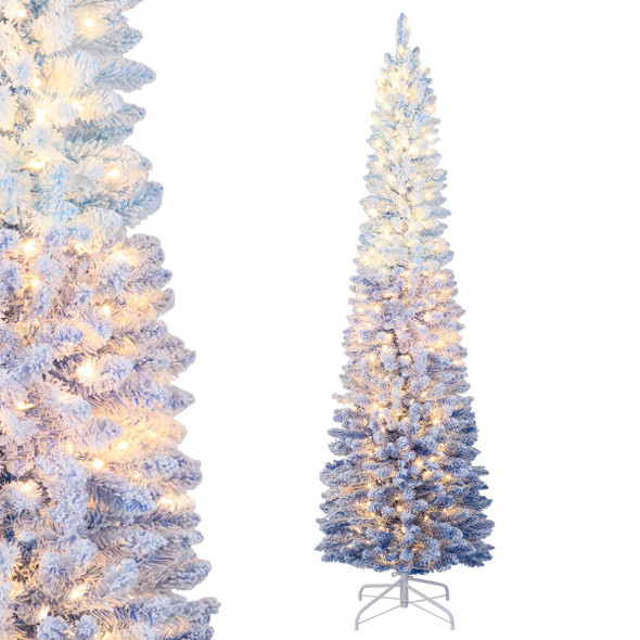 Snow-Flocked Christmas Tree with Warm White LED Lights  product image