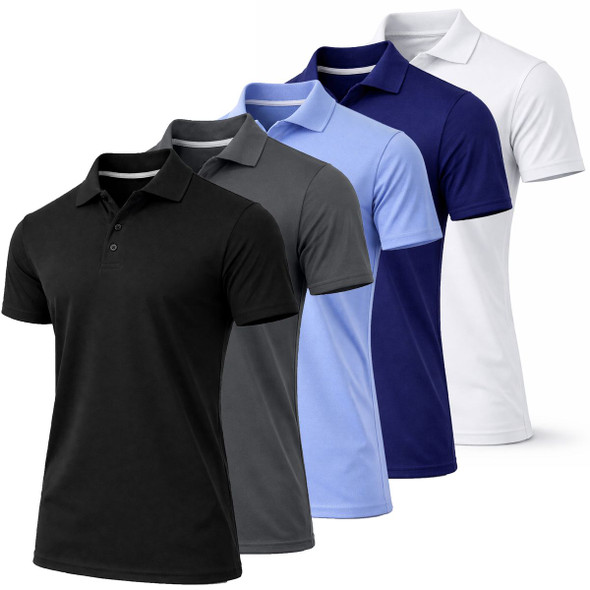 Men's Dry Fit Moisture-Wicking Polo Shirt (5-Pack) product image