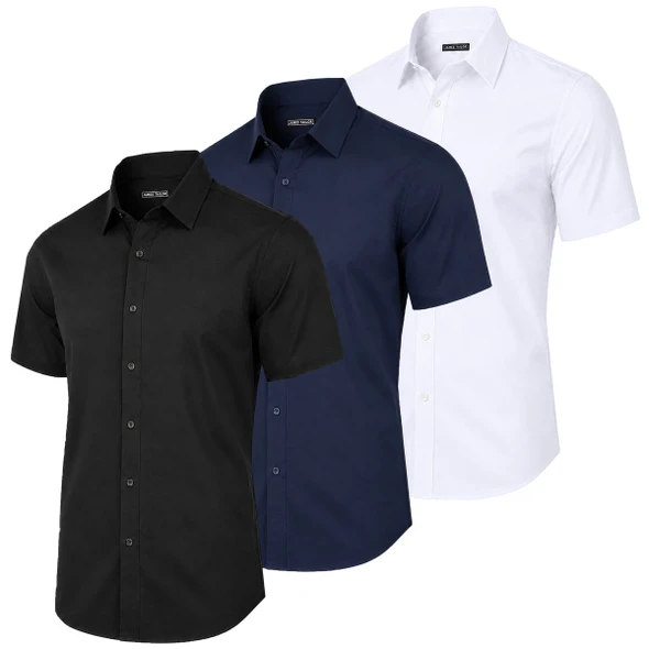 Men's Short Sleeve Slim-Fit Dress Shirt (3-Pack) product image