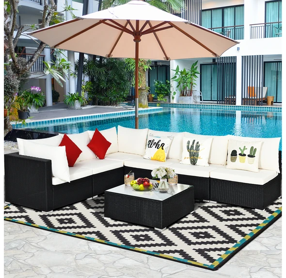 Rattan 7-Piece Outdoor Patio Sectional Sofa product image