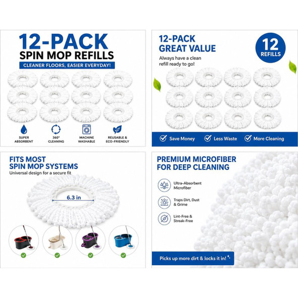 Spin Mop Replacement Head (12-Pack) product image