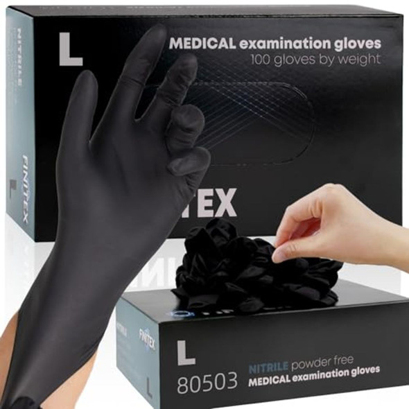 Finitex Black Nitrile Disposable Gloves (Large) product image