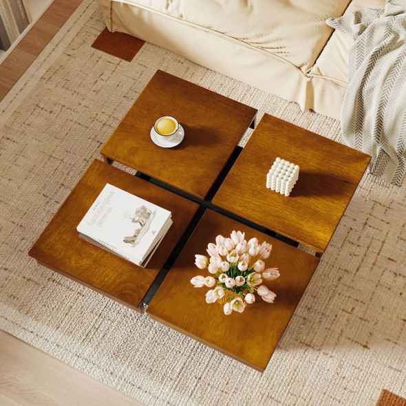 Square Coffee Table with Quad-Section Design product image