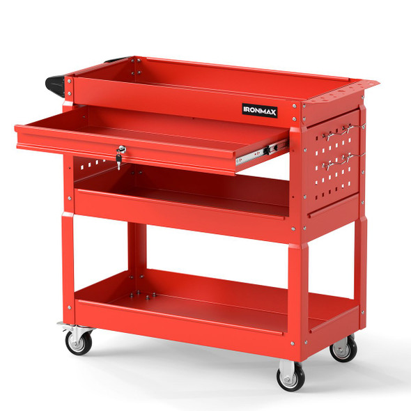Ironmax 3 Tier Rolling Tool Cart with Lockable Drawer product image