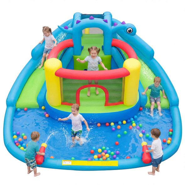  Inflatable Water Slide Park with Double Slides, Jumping Area, and Climbing Wall product image