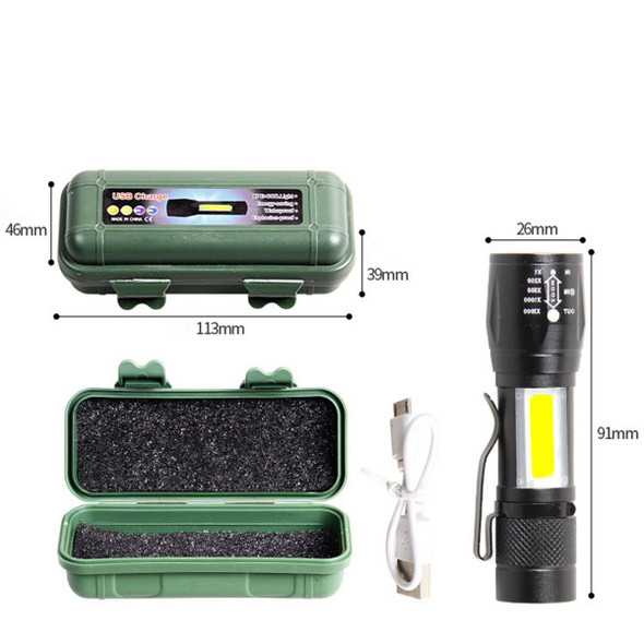 USB Rechargeable Small LED Flashlights with Work Light (2-Pack) product image
