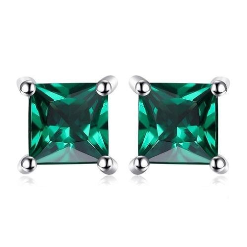 14K-White-Gold Plated Square Crystal Stud Earrings product image