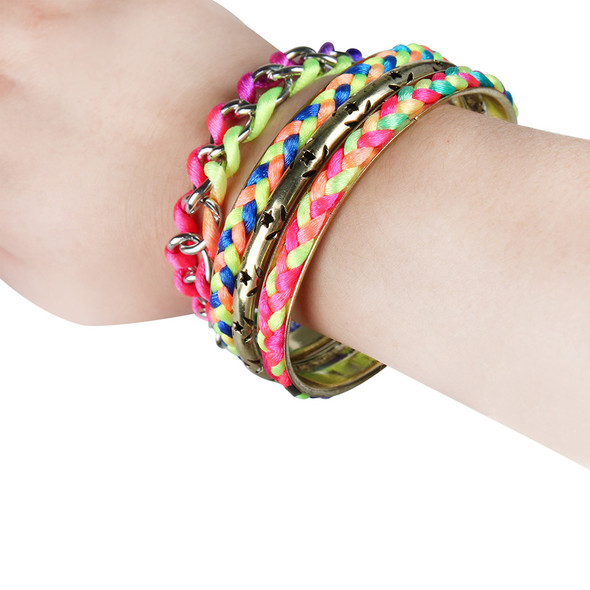 4-Piece Colorful Woven Gold Bracelet Set product image
