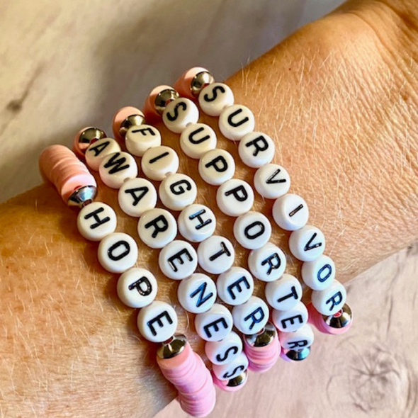 Custom Breast Cancer Heishi Word Bracelets product image