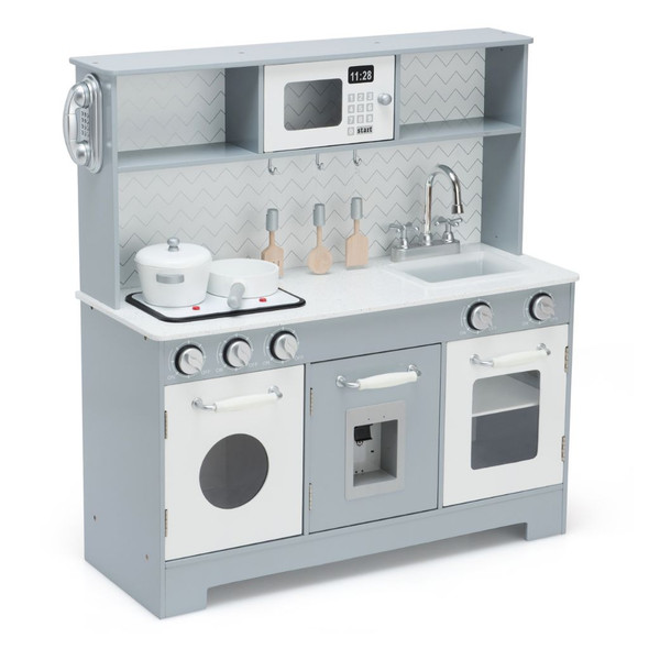 Kids' Pretend Play Kitchen Wooden Playset with Realistic Light product image