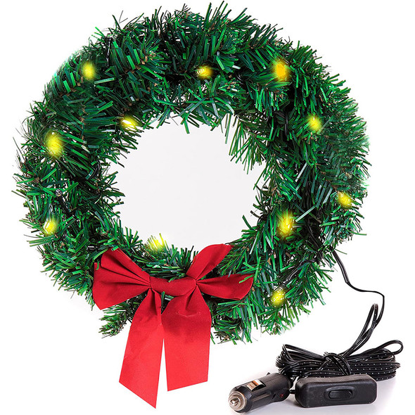 Zone Tech Car Wreath With Led Lights And 12V Plug product image