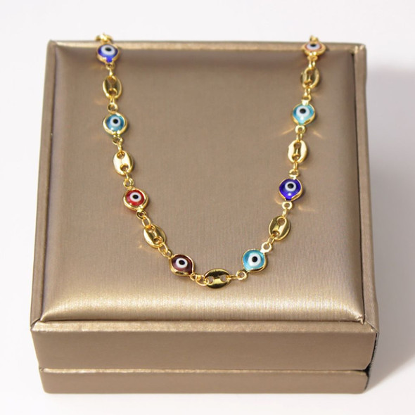 18K-Gold-Plated Mariner Multicolor Evil Eye Crystal Anklet product image