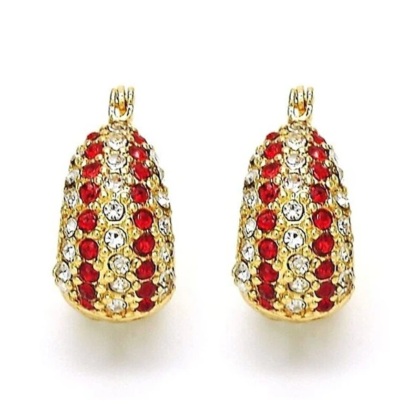 18K Gold-Filled High-Polish Red & White Crystal Earrings product image