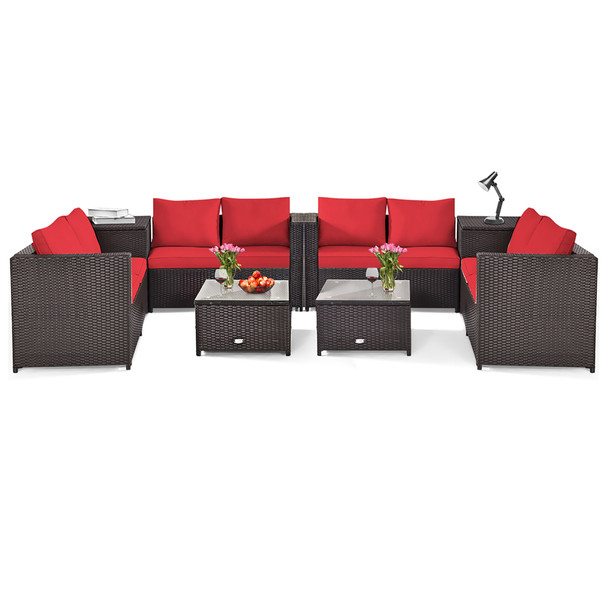 Rattan 8-Piece Storage Loveseat Patio Set product image