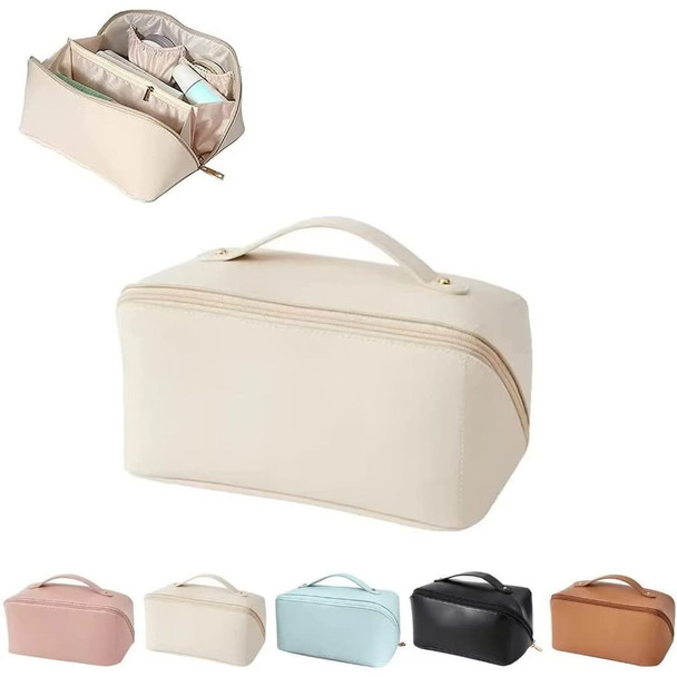 Large Capacity Travel Cosmetic Case with Handle and Divider product image