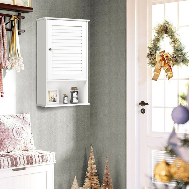 Bathroom Wall-Mounted Storage Cabinet with Single Door & Height-Adjustable Shelf product image