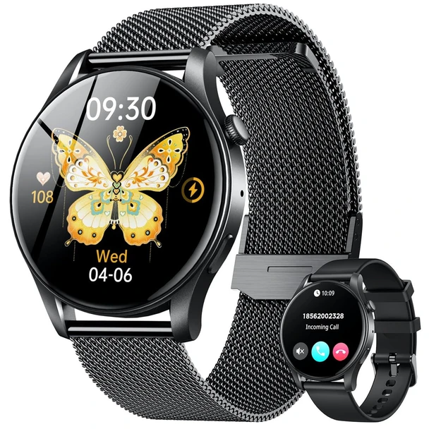 Smartwatch for Men 1.43" Touchscreen Smart Watch Answer/Make Call with  Sleep Monitor 100+ Sports Modes Fitness Tracker for Android iOS(1Pack-Black) product image