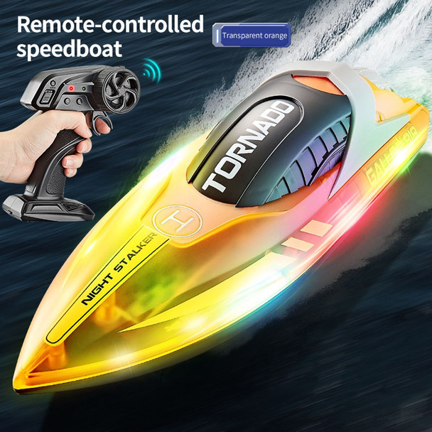 RC Boat for Kids 8-12,  Fast Remote Control Boat with LED Lights, 2.4G RC Electric Boats Pool and Lakes Toys for Adults (Transparent Orange) product image