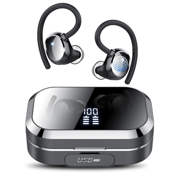 Wireless Earbuds V5.3 Bluetooth 120H Playtime Mini IPX7 Waterproof Deep Bass Over-Ear Earphones for Running Sports-Black product image