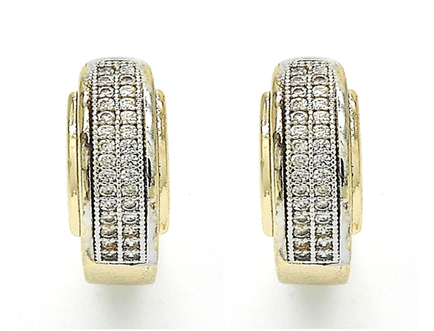 Gold Plated 2-Tone Diamond Accent Earrings product image