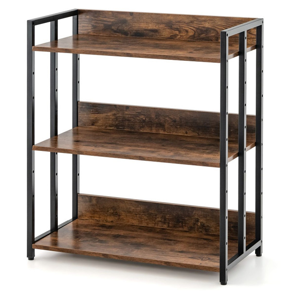 3-Tier Industrial Bookshelf Storage Shelf Display Rack with Adjustable Shelves product image
