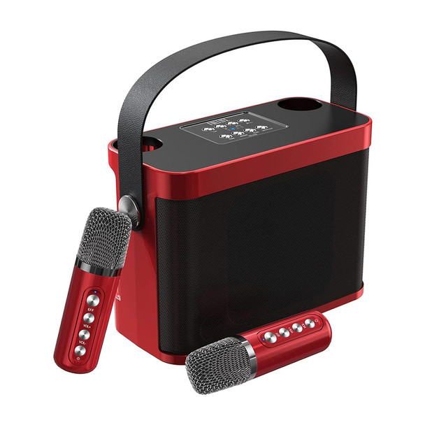 Karaoke Machine with 2 Wireless Microphones, Portable Bluetooth Karaoke PA Speaker System for Kids, with Carry Handle (Black Red) product image