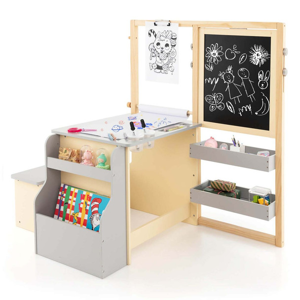 Kids' Art Center Wooden Table Bench Set product image