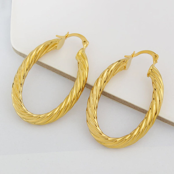 14K Gold Plated Bamboo Hoop Earrings product image