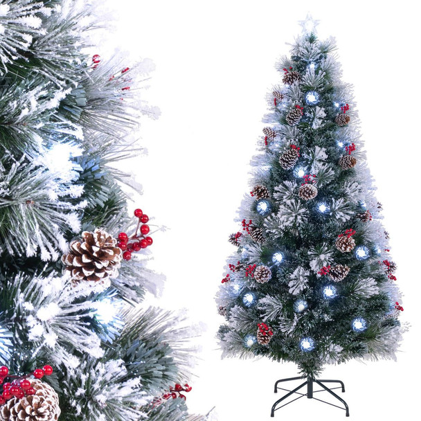 Flocked Artificial Christmas Tree with Clusters of Berries (5, 6, or 7 ft) product image