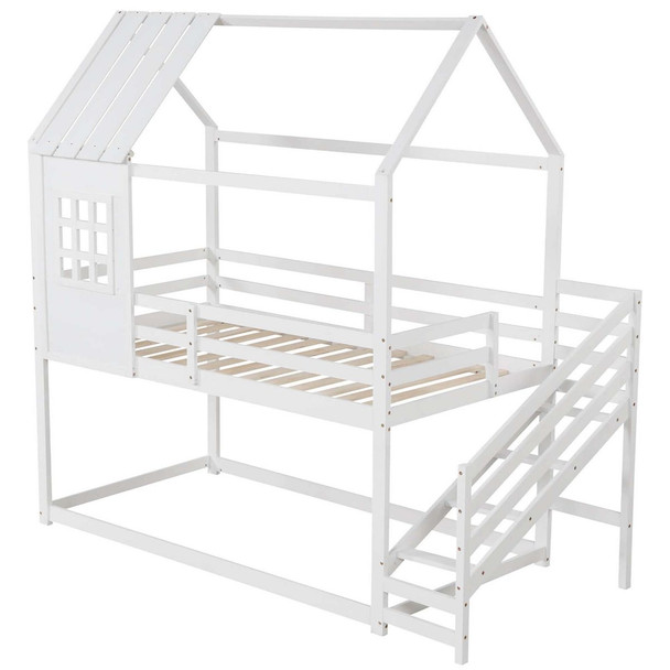 Twin House Bunk Bed with Stairs product image