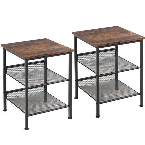 3-Tier Industrial Side Table Nightstand (Set of 2) product image