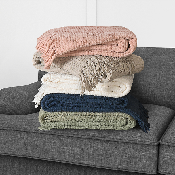 Kathy Ireland Oversized Chenille Polyester Fringed Throw Blanket product image