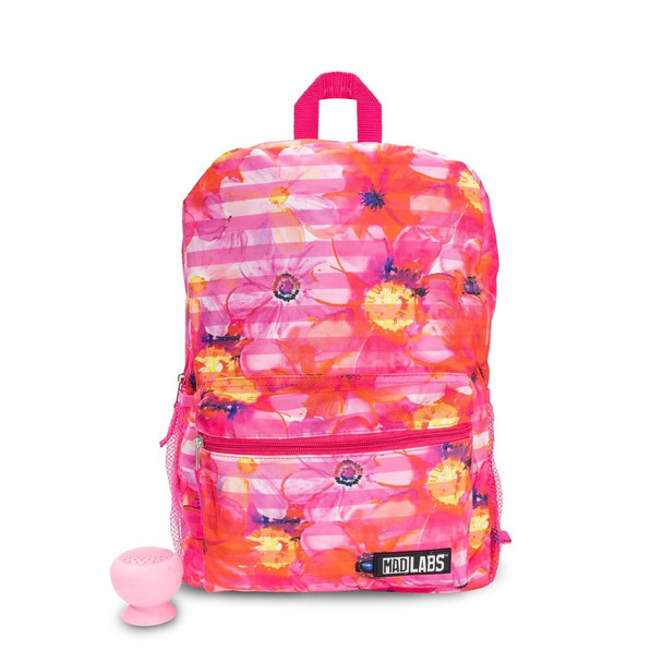 Pink Floral 18-Inch Backpack with Speaker by Mad Labs™ product image
