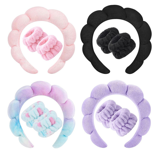 Non-Slip Bubble Spa Headband with Wristbands (3-Pack) product image
