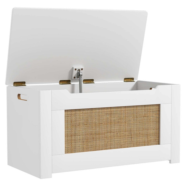 Kids' Rattan Toy Storage Box with Flip Top Lid & Safety Hinge Handles product image