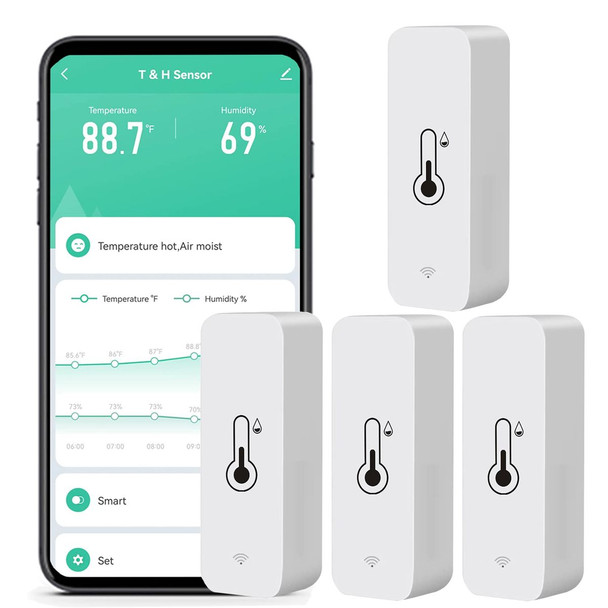WiFi Humidity Temperature Monitor,Smart Hygrometer Thermometer for Remote Monitor and Alert,No Hub Required,Compatible with Alexa (4Pack) product image
