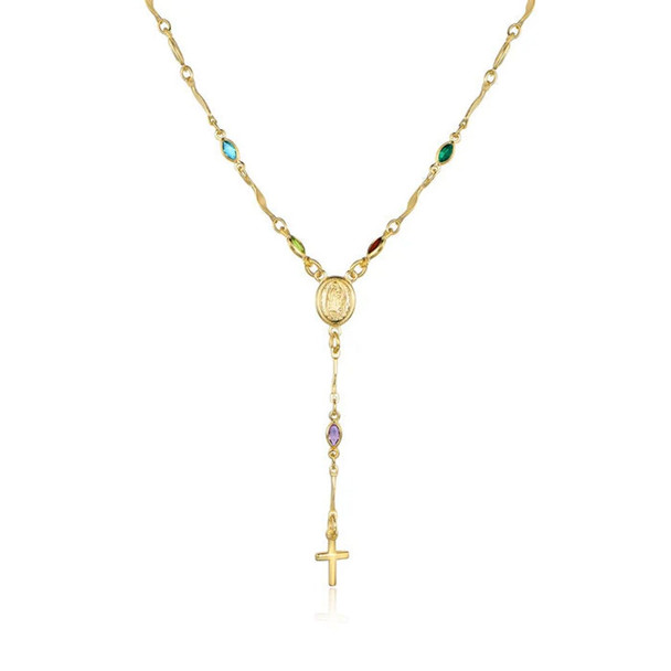 14K Gold Virgin Mary Rosary Necklace product image
