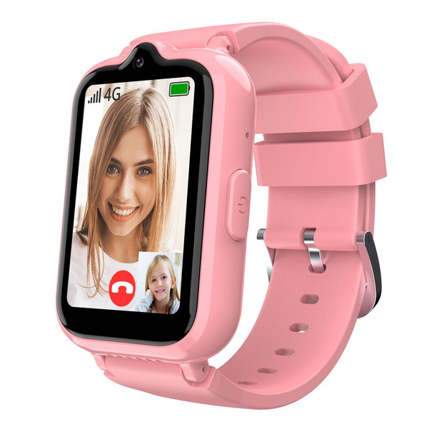 4G Smart Watch with GPS Tracker for Kids Age 5-12,Kids Cell Phone Watch with Video Call Voice Chat Alarm Clock SOS Camera Math Game-Pink product image