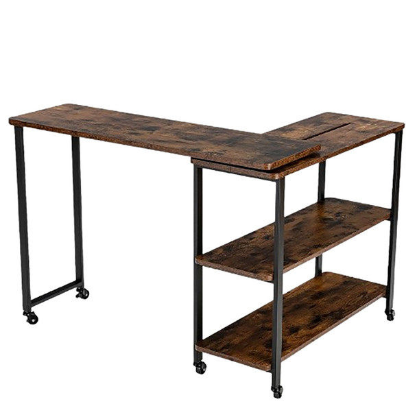 360-Degree Rotating Sofa Side Table with 2-Tier Storage Shelves product image