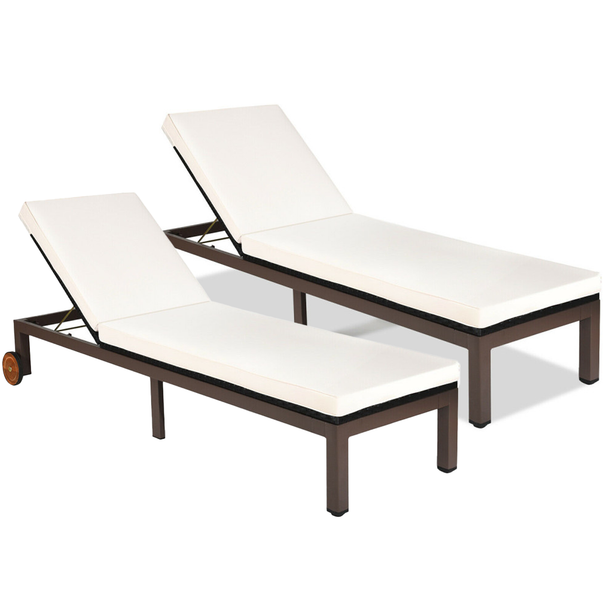 Patio Chaise Reclining Lounge Chair with Wheels (2-Pack) product image