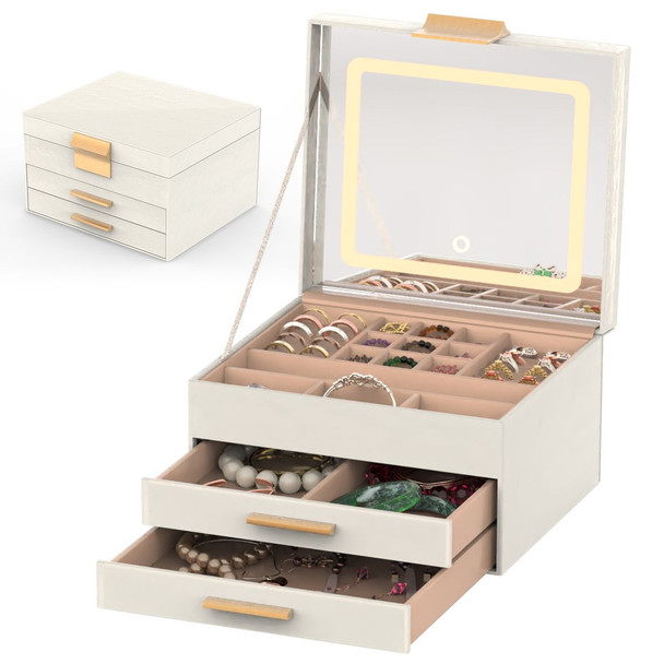 Laromni Jewelry Box with LED Mirror product image