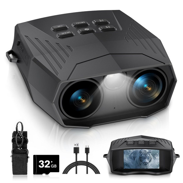 Night Vision Goggles - 5K Night Vision Binoculars with Flashlight, Infrared Binoculars 3 Inch Large Screen 10X Digital Zoom External Flashlight for Camping product image