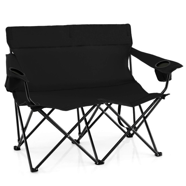 2-Person Outdoor Folding Loveseat with Cup Holders product image