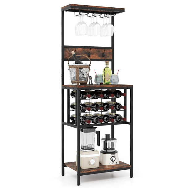 Freestanding Wine Rack with Wide Countertop and Glass Holders product image